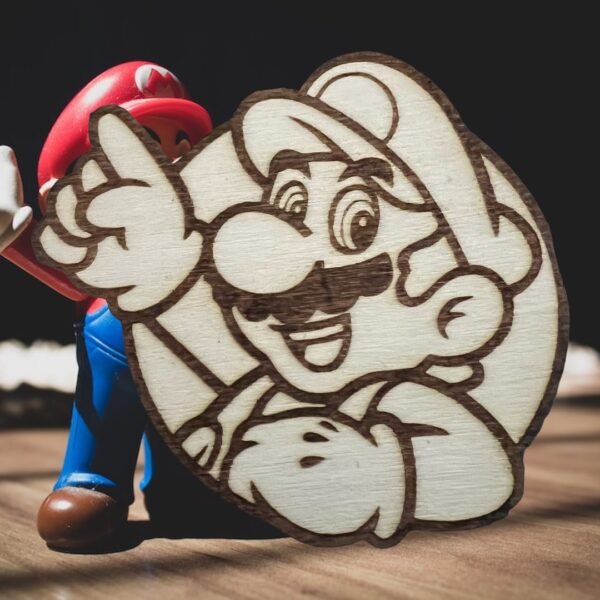 Stylish Mario Wooden Laser Engraved Coasters - 6 Pack - Image 6